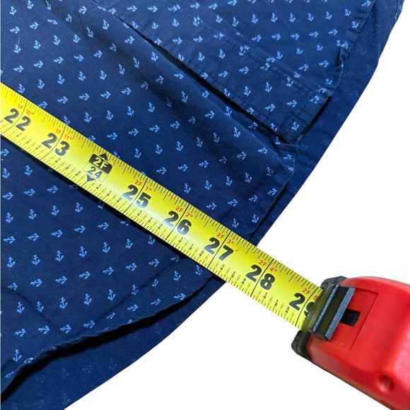 Denim & Flower Button Up Shirt Men's M Slim Fit Blue with Blue Anchor Pattern - Picture 8 of 8